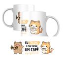 Caneca Kawaii Ursinho e Gato – Eu treino para tomar café